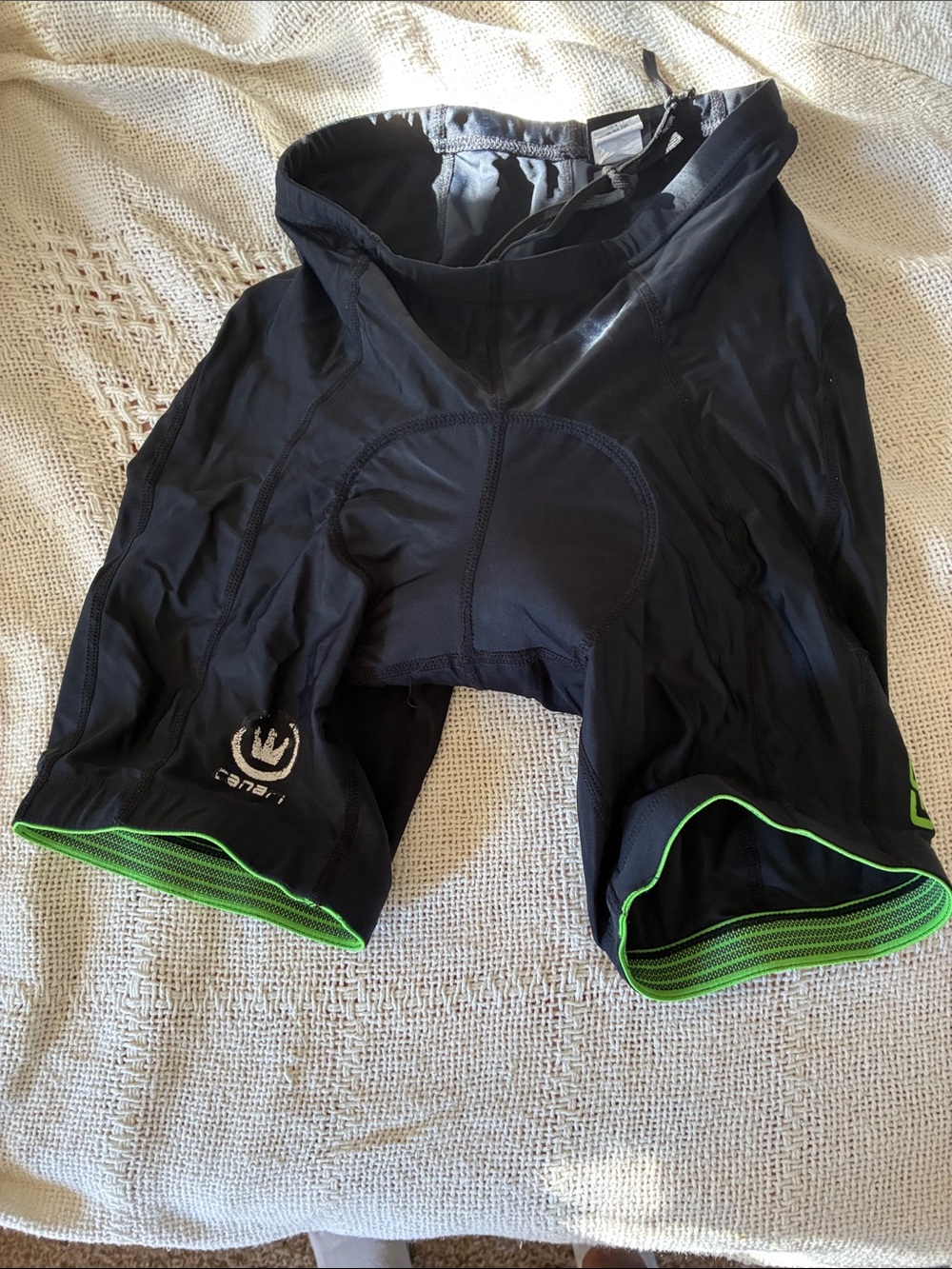 Canari Black Cycling Shorts with Green Trim